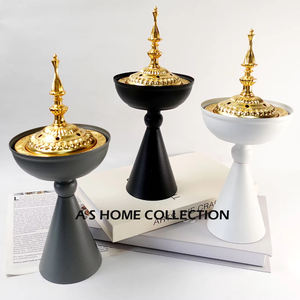 Ensemble porte-encens en métal de luxe en acier inoxydable martelé brûleur Bakhoor de table vente chaude brillant poli Mabkhar religieux - Product Image 5