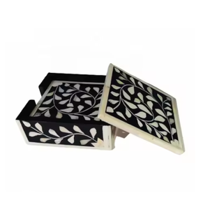 Ensemble de sous-verres incrustés d'os de qualité supérieure Tapis et tampons décoratifs en forme de carré fabriqués à la main pour la décoration intérieure et les cadeaux - Product Image 1