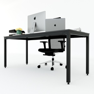 Escritorio minimalista de madera de caucho de 180x70 cm con patas de hierro, muebles de oficina - Product Image 4