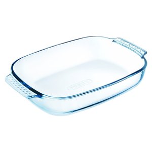 Plat à pâtisserie carré en verre borosilicate (39x25x7cm) - Transparent, compatible four, micro-ondes et lave-vaisselle - Product Image 1