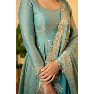 Bridal Chinnon Anarkali <b>Suit</b> with Heavy Zardozi & Border Dupatta Grand Ethnic Wear <b>for</b> Weddings & Events - Product Image 1