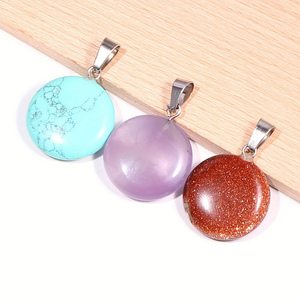 Pendentif de luxe fait à la main en argent Sterling multicolore de pierres précieuses 10mm forme ronde multicolore pour ensemble de bijoux de mode pour hommes et femmes - Product Image 2