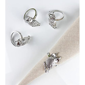 Design attrayant hibou serviette anneaux organisateur de tissus qualité créative noir métal serviette anneau en gros maison Table accessoires - Product Image 6