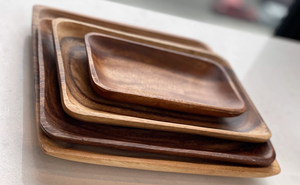 <b>Set</b> of 4 Acacia Wood Rectangular Plates Rice Server Appetizer Plate Rectangular Charger for Food <b>Serving</b> platter - Product Image 5