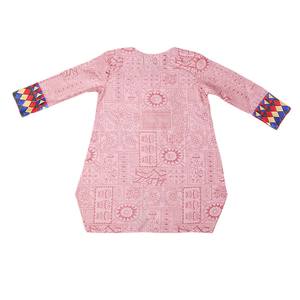 Girls Embroidered Cotton <b>Kurti</b> - Peach - Product Image 5