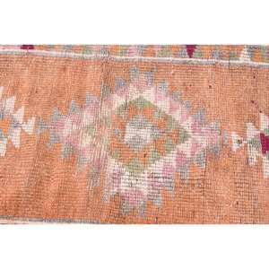 Alfombra Kilim de lana naranja y Beige, alfombra de pasillo rectangular de felpa de tejido plano turco de 2,5x11 pies para sala de estar con diseño de retazos - Product Image 5