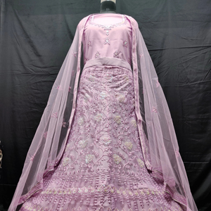 ชุด lehenga ตาข่ายสวยหรูพร้อมการปักจาร์กันหนัก3เมตรมีไหวพริบและดูปองตา2.5เมตรมีขอบสี่ด้านสำหรับผู้จัดจำหน่ายทั่วโลก - Product Image 2