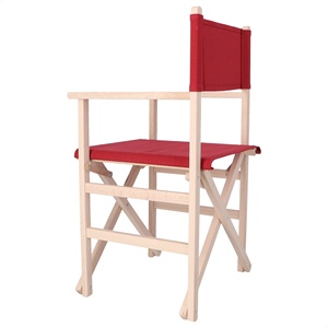 Chaise de directeur WELL HOME en bois de hêtre avec finition non vernie et toile grenat 51x46x86 cm, chaise de bureau - Product Image 4