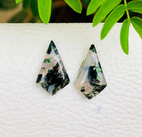 Cabochons fantaisie en agate mousse naturelle en forme de cerf-volant, pierres précieuses pour la fabrication de bijoux DIY, fournisseur en gros, bagues, bracelets, effet œil de chat