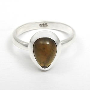 925 Joyas de piedras preciosas de plata Forma de pera Piedra de ópalo negro Anillos de tamaño personalizado hechos a mano de plata esterlina por Fabricante Mayorista - Product Image 2