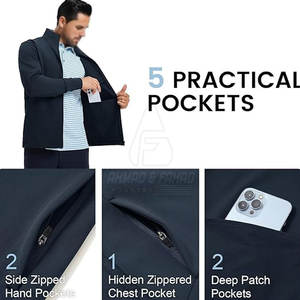 Veste de golf d'hiver pour homme, col montant, logo sur le devant, tissu extensible, respirant, écologique, pour une flexibilité et un confort optimisés, performance au golf - Product Image 4