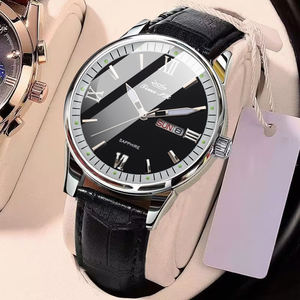 Orologio da <span class=keywords><strong>Uomo</strong></span> di Lusso Analogico al Quarzo 40MM Cassa in Acciaio Inossidabile Vetro Zaffiro <span class=keywords><strong>Cinturino</strong></span> in <span class=keywords><strong>Pelle</strong></span> Impermeabile 5BAR - Product Image 2