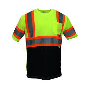 T-shirts de travail pour hommes, vêtements de travail haute visibilité, bande réfléchissante, certifiés CE, polyester, pour la construction, l'industrie, la sécurité routière - Product Image 2
