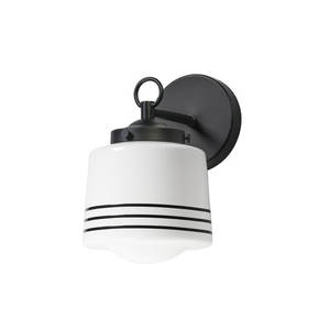 The graceful, globe-like marble glass shade paired with a minimalist metal base gives this sconce - Product Image 1