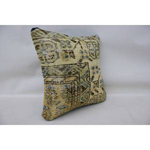 14x14 Inch <b>Beige</b> Wool Kantha Patchwork Pillow Woven Comfort Style Vintage Embroidered Print Pattern Ball Decorative <b>Cushion</b> - Product Image 2