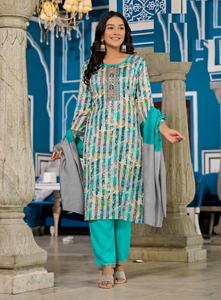 Juego de Kurti listo con trabajo de estantería de bordado y combinación rica para venta en línea - Product Image 4