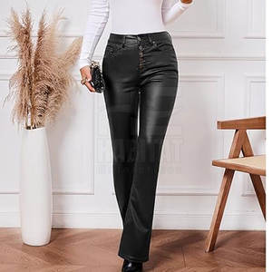 Vente directe d'usine, pantalon en cuir pour femmes, coupe slim, cuir souple de haute qualité, leggings décontractés et élégants - Product Image 3