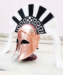 Casque d'armure corinthienne grecque de chevalier médiéval avec panache cuivre fini métal artisanat historique portable Halloween Costume - Product Image 2