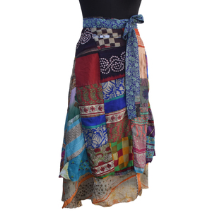 Falda envolvente Parche de seda Trabajo Estilo vintage Faldas envolventes de seda para niñas Mujeres Boho Elegante Parche multicolor - Product Image 6