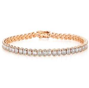 Pulsera de Tenis con Moissanita de Corte Ovalado, Joyería de Boda, Regalo de Aniversario, para Ocasiones Especiales, Ropa Formal, Chapado en Oro Rosa - Product Image 1