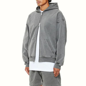 Sudadera con capucha con estampado personalizado de algodón con cremallera Sudadera con capucha con cremallera personalizada de lana de peso pesado Cremallera completa para hombres Sudadera con capucha básica - Product Image 6