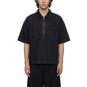 Camisa vaquera vintage para hombre con cremallera de un cuarto y corte holgado - Product Image 3