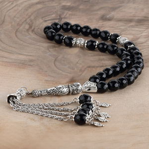 Rosario Tasbih Otomano Sultán de 8mm, Chapado en Plata, Regalo Étnico Islámico, Piedra Natural para Hombre, de Estambul - Product Image 4