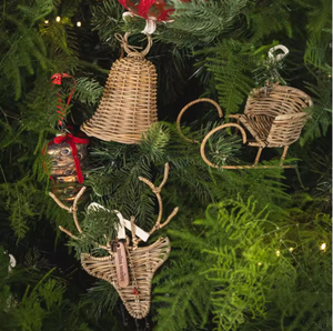 Ornements de Noël en rotin tissés à la main-Décorations de vacances suspendues rustiques naturelles et écologiques pour arbre de Noël et décoration intérieure - Product Image 5