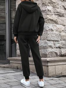 ชุดวอร์มมีซิปแบบลำลองสำหรับผู้หญิงชุดวอร์มกางเกงวิ่งแบบนุ่มและมีฮู้ดชุดใส่สบายใส่ได้ทุกวันโลโก้ตามต้องการ - Product Image 3