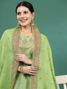 ชุดพิมพ์ลายสีเขียวจากนักออกแบบชุดสูท Salwar Kameez แบบพรีเมี่ยมชุดพิมพ์ลายสีเขียวสำหรับงานแต่งงานและงานเทศกาล OEM - Product Image 3