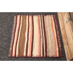 Tapis turc 2,7 x 2,4 pieds, petit tapis vintage, tapis rayé beige - Product Image 5