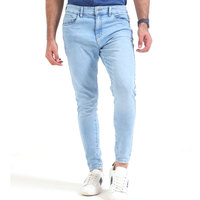 Jeans de Mezclilla para Hombre, Corte Recto, Estilo Casual, Ligeros, Lavados, con Logotipo Personalizado, Detalle de Botones, Transpirables