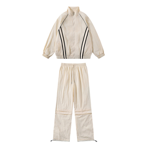 ชุดกีฬาผู้ชาย2ชิ้นแจ็กเก็ตแบบซิปเต็มกางเกงวิ่งระบายอากาศสไตล์ลำลองสำหรับฤดูหนาวไซส์ XL มีฮู้ดสีพื้น - Product Image 6