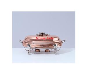 Calentador de comida de acero inoxidable y Meena, plato de servicio hecho a mano de forma redonda, plato de frotamiento para buffet de comida a granel - Product Image 2