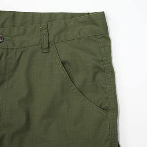 Pantalon court cargo d'été grande taille pour hommes européens Logo personnalisé coton lavé tissé plat motif décontracté mi service OEM disponible - Product Image 3