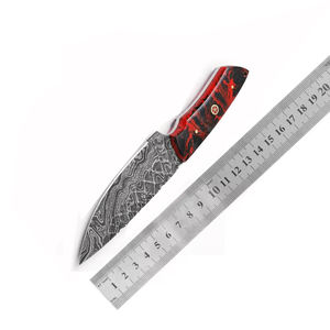 มีดสกินเนอร์ทำมือจากเหล็กดามัสกัส ใบมีดตีขึ้นรูปสำหรับตั้งแคมป์ ล่าสัตว์ ของขวัญล่าสัตว์ที่สวยงามสำหรับเขา รับผลิตตามแบบ OEM ด้ามไม้ปรับแต่งได้ - Product Image 6