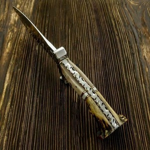 Cuchillo Bowie para exteriores de alta calidad, hoja fija con cuerno y mango de hueso, cuchillos para acampar, cubierta de protección gratuita. - Product Image 4