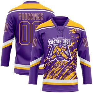 Personnalisez votre propre maillot de hockey avec col en dentelle, col en dentelle, 100% polyester, séchage rapide et antibactérien pour unisexe - Product Image 2