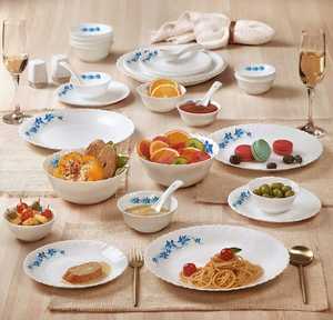 Service de table moderne en plastique bleu de 36 pièces, assiettes en mélamine incassables, réutilisables, légères, pour pique-nique - Product Image 4