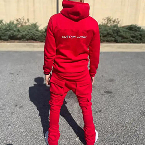 Oem Fleece Screen Print Pullover Hoodie Flared Pant Conjuntos de chándal para hombre Puffy Flared Stacked 2 Piece Mens Hoodie Sweatsuit Sets - Product Image 6