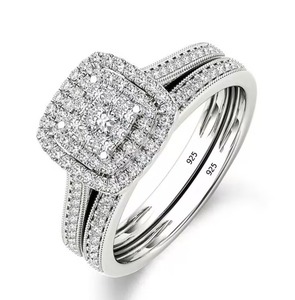 Anillo de compromiso de moissanita redondo, banda de boda Halo, anillo de diamante Certificado de laboratorio, anillo de novia - Product Image 1