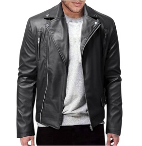 Vêtements d'hiver Vestes décontractées pour hommes Vestes en cuir pur 100% Vestes élégantes coupe-vent avec fermeture éclair sur le devant Vestes en cuir Pu quantité minimale de commande bas - Product Image 2