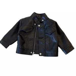 Wholesale Children's Leather Biker <b>Jackets</b> Stand Collar Waterproof <b>Kids</b> Unisex OEM Service - Product Image 1