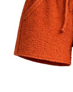 Pantalones Cortos de Sherpa Color Naranja Óxido para Mujer, Cómodos, Suaves, de Felpa, para Estar en Casa, Cintura Elástica con Cordón, Casuales, para Invierno - Product Image 6