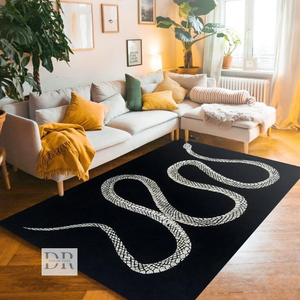 Alfombra de lana hecha a mano con diseño de serpiente, alfombra de calidad Premium para comedor, sala de estar, cocina, sala de juegos - Product Image 1