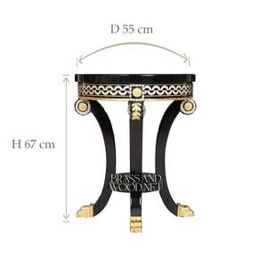 Mesa Auxiliar Redonda Negra de Lujo con Motivo de Estrella Incrustada y Detalles Ornamentales en Oro y Plata para Decoración de Esquinas de Hogar Moderno y Clásico - Product Image 2