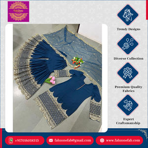 Nouvelle collection FABZONE, vêtements de mariage indiens et pakistanais pour femmes, Kurti Sharara en faux georgette de haute qualité à manches longues - Product Image 4