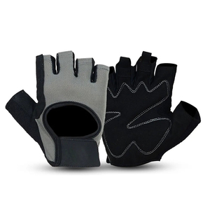 Gants de vélo demi-doigts en cuir/maille/polyester sur mesure, résistants, écologiques et respirants, en vente en gros - Product Image 1