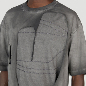 Vente en gros T-shirt vintage surdimensionné à col rond pour hommes personnalisé OEM T-shirt lourd délavé - Product Image 3