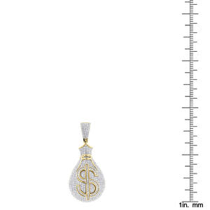 Pendentif diamant Hip Hop 2 carats 100% naturel en forme de sac à argent, plaqué rhodium, acier inoxydable, Luxira Gemone Diamonds pour femmes - Product Image 4